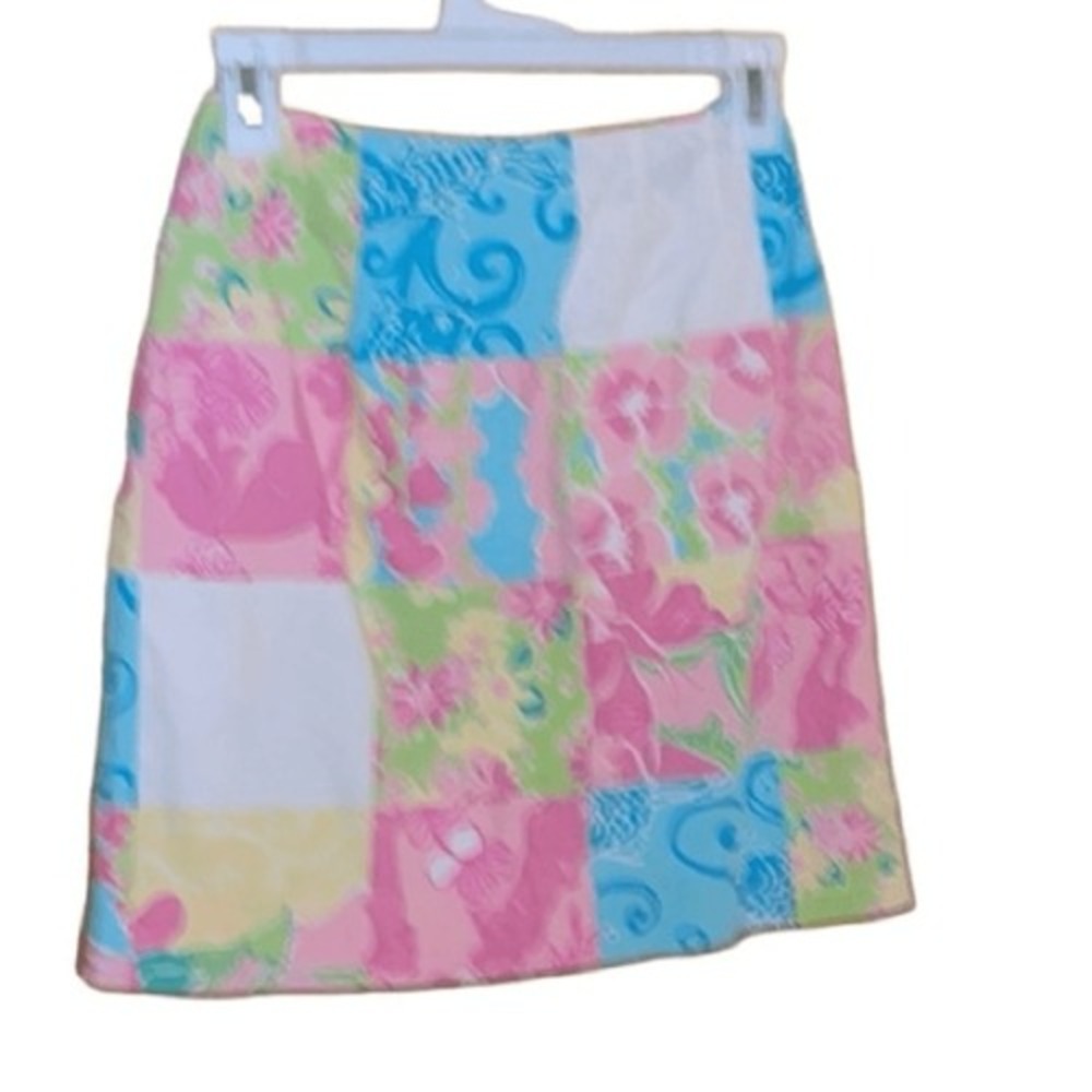 Lilly Pulitzer Skirt Womens Size 0 Floral Multi Petal Patch Hidden Animals Lined - Picture 3 of 8